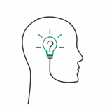 Idea Question or thoughts head outline with light bulb Header Image